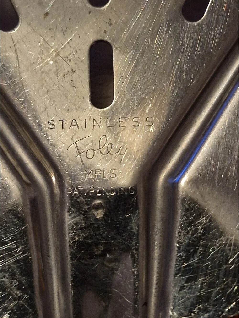 Vintage Foley Wide Curved Slotted Spatula Lifter Turner Fish Stainless